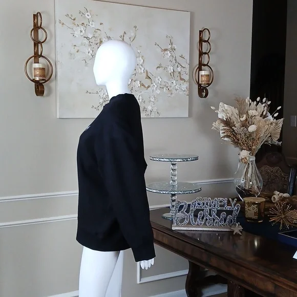 Victoria's Secret Angel Rhinestones Logo Women's Black Fleece Sweatshirt. Size M - Picture 12 of 17